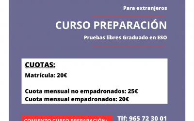 Oferta formativa del Taller de la Escuela de Adultos de Catral para el curso 2023/2024